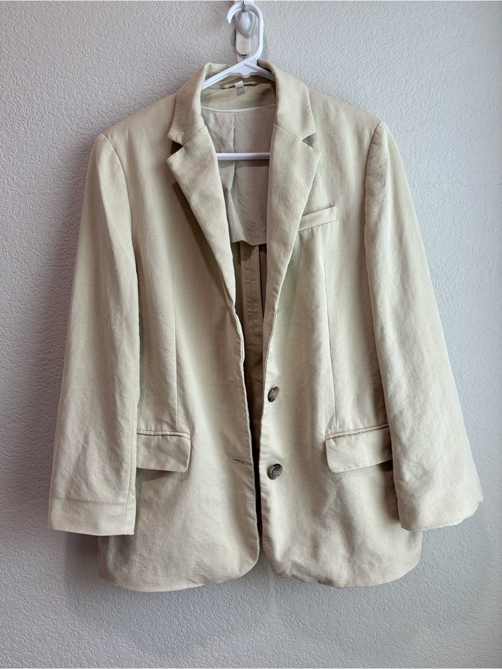 COS Linen Blend Relaxed Fit Cream Beige Blazer Suit Jacket Women’s Size 6